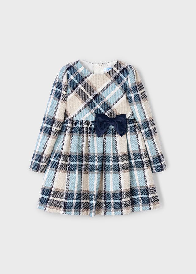 Abito quadri velluto bambina Mayoral azzurro blu e beige Mayoral 2 Anni 92cm