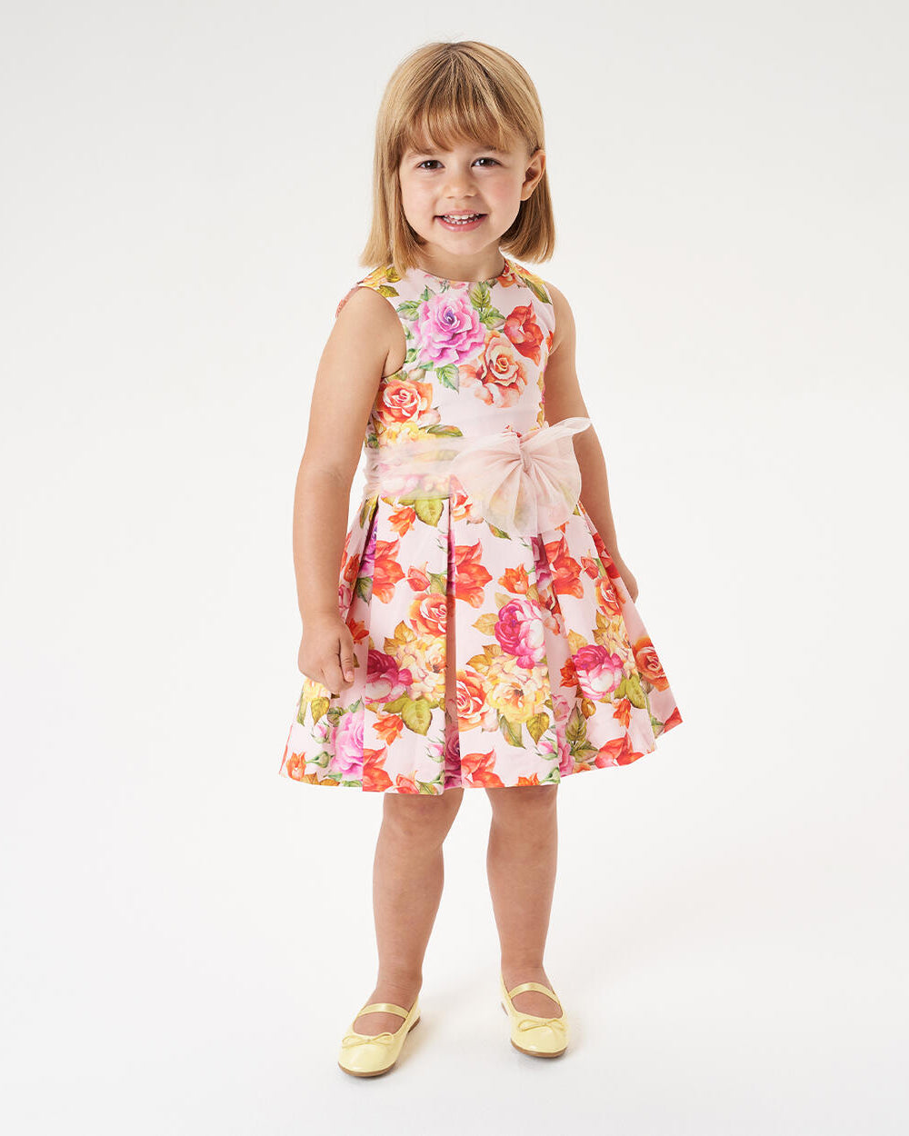 Abito rosa floreale bambina iDO con fiocco in tulle iDO Rosa