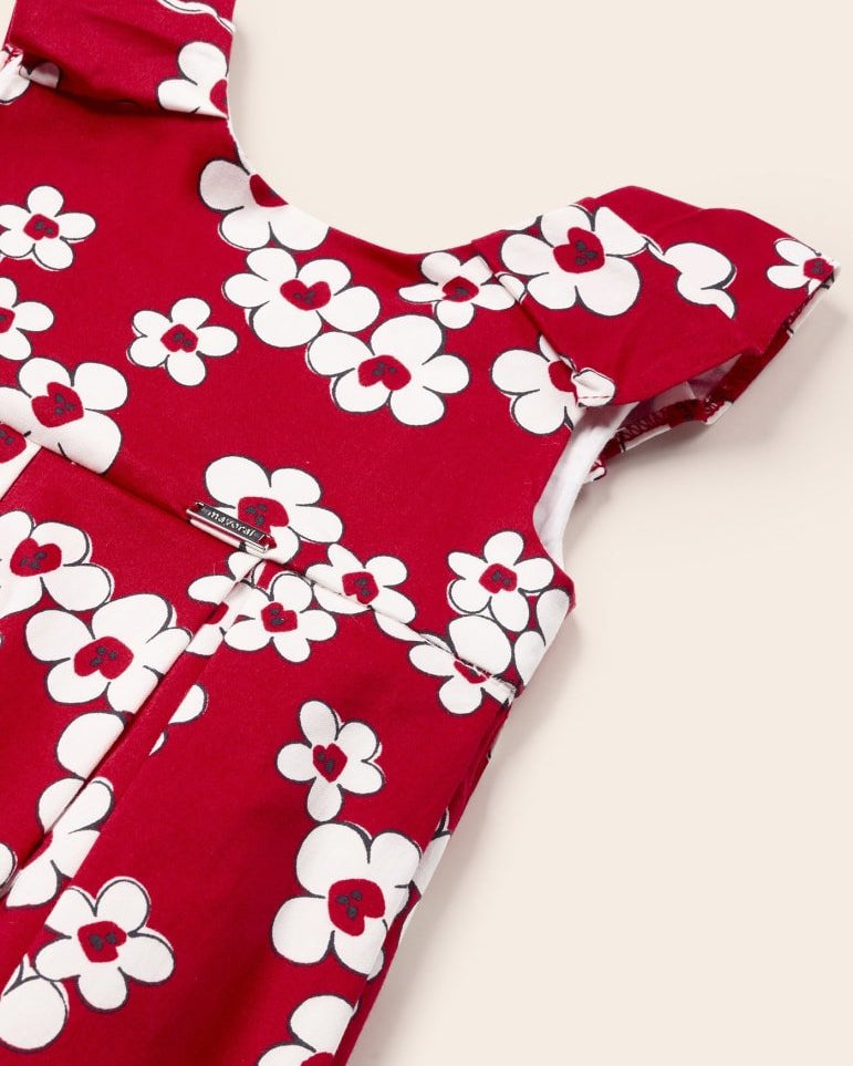 Abito satin con stampa floreale cotone neonata Mayoral rosso - ErreGiModaBimbo