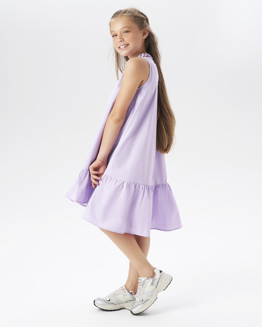 Abito smanicato con collana ragazza iDO tinta unita lilla iDO Lilla