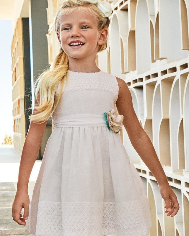 Abito guipure effetto lino bambina Mayoral bianco fiore Mayoral 2 Anni 92cm