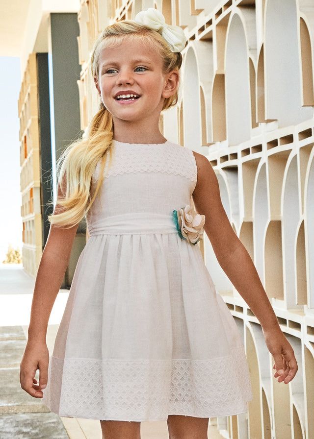 Abito guipure effetto lino bambina Mayoral bianco fiore Mayoral 2 Anni 92cm