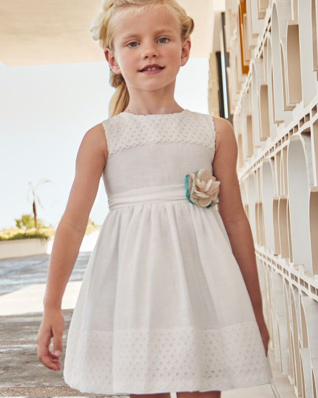 Abito guipure effetto lino bambina Mayoral bianco fiore Mayoral 2 Anni 92cm