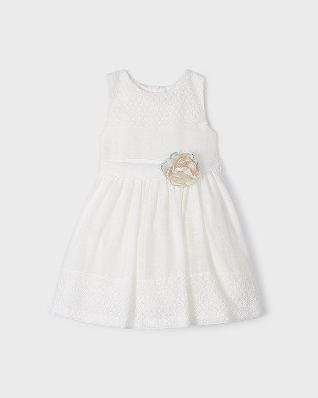 Abito guipure effetto lino bambina Mayoral bianco fiore Mayoral 2 Anni 92cm