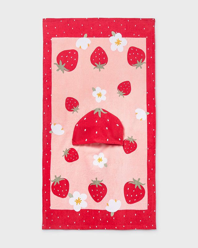 Asciugamano mare con cappuccio neonata Mayoral Newborn fragole rosso Mayoral