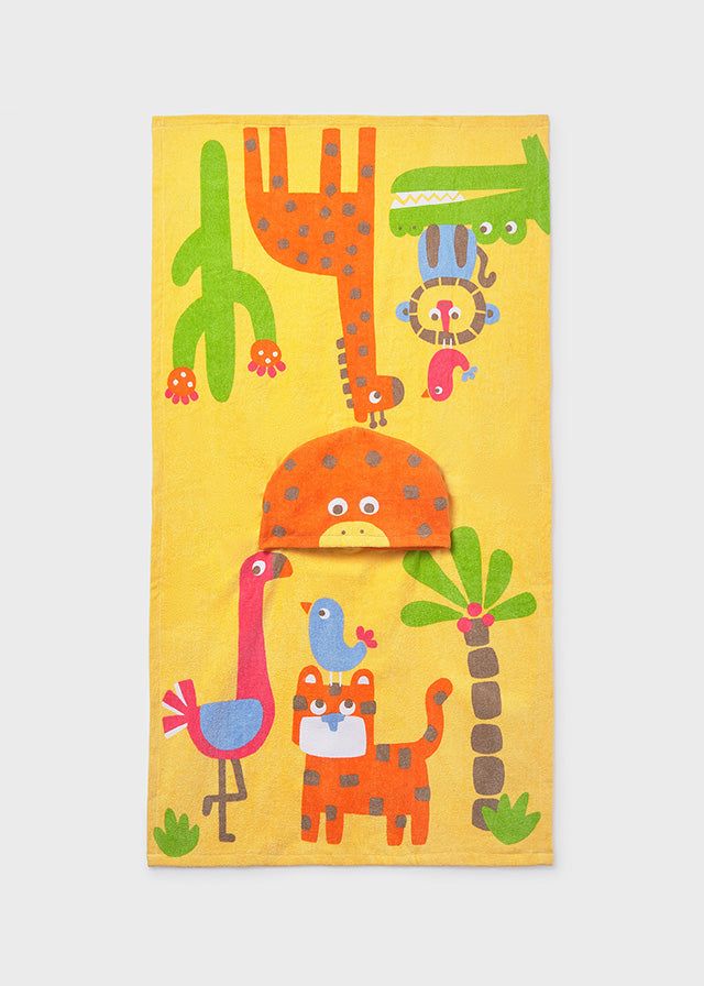 Asciugamano mare con cappuccio neonata Mayoral Newborn giallo Safari Mayoral