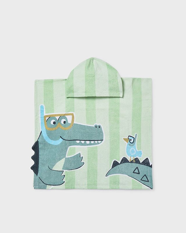 Asciugamano mare con cappuccio neonato Mayoral Newborn Coccodrillo verde Mayoral