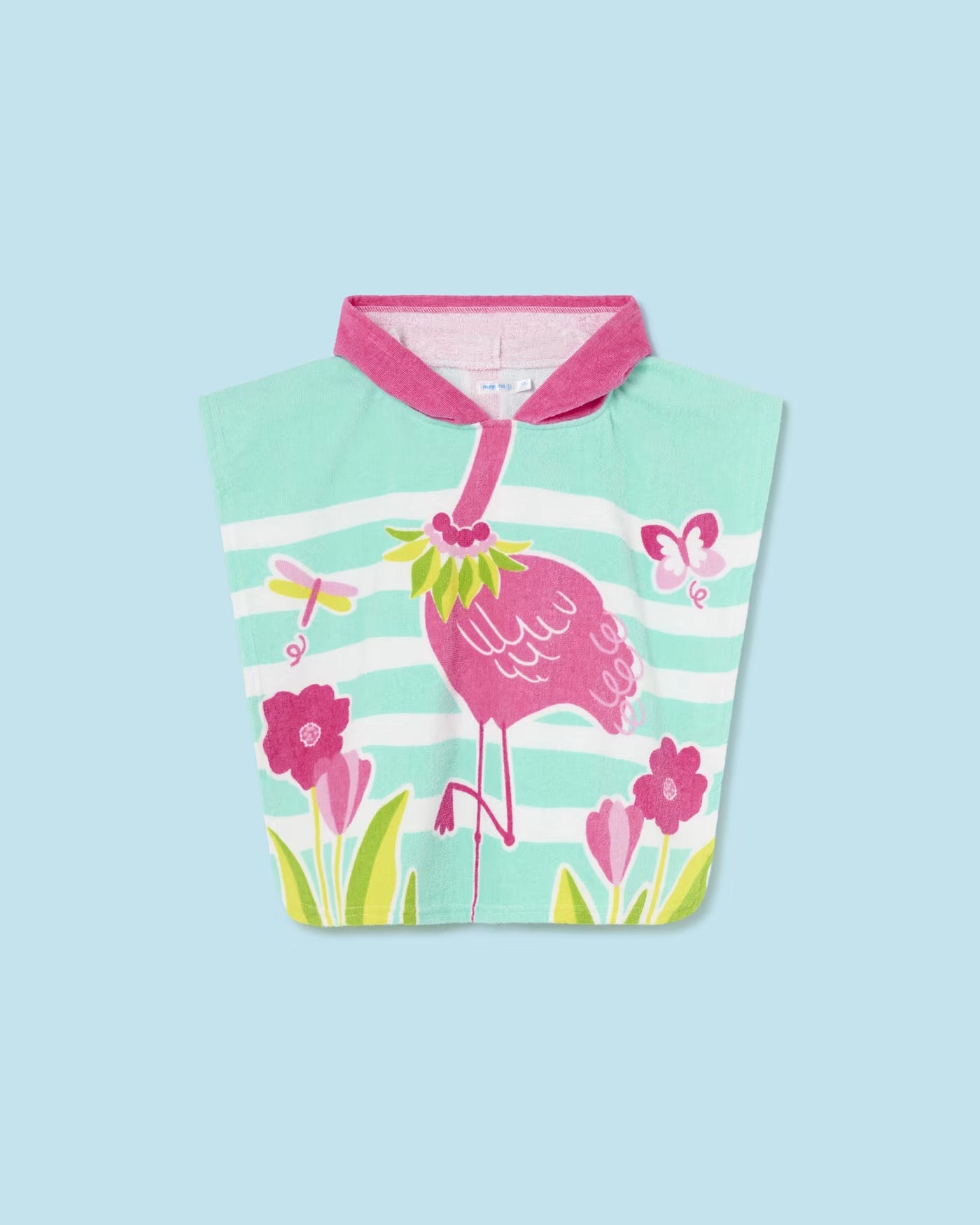 Asciugamano poncho con cappuccio 100% cotone neonata Fenicottero Acqua Mayoral Acqua