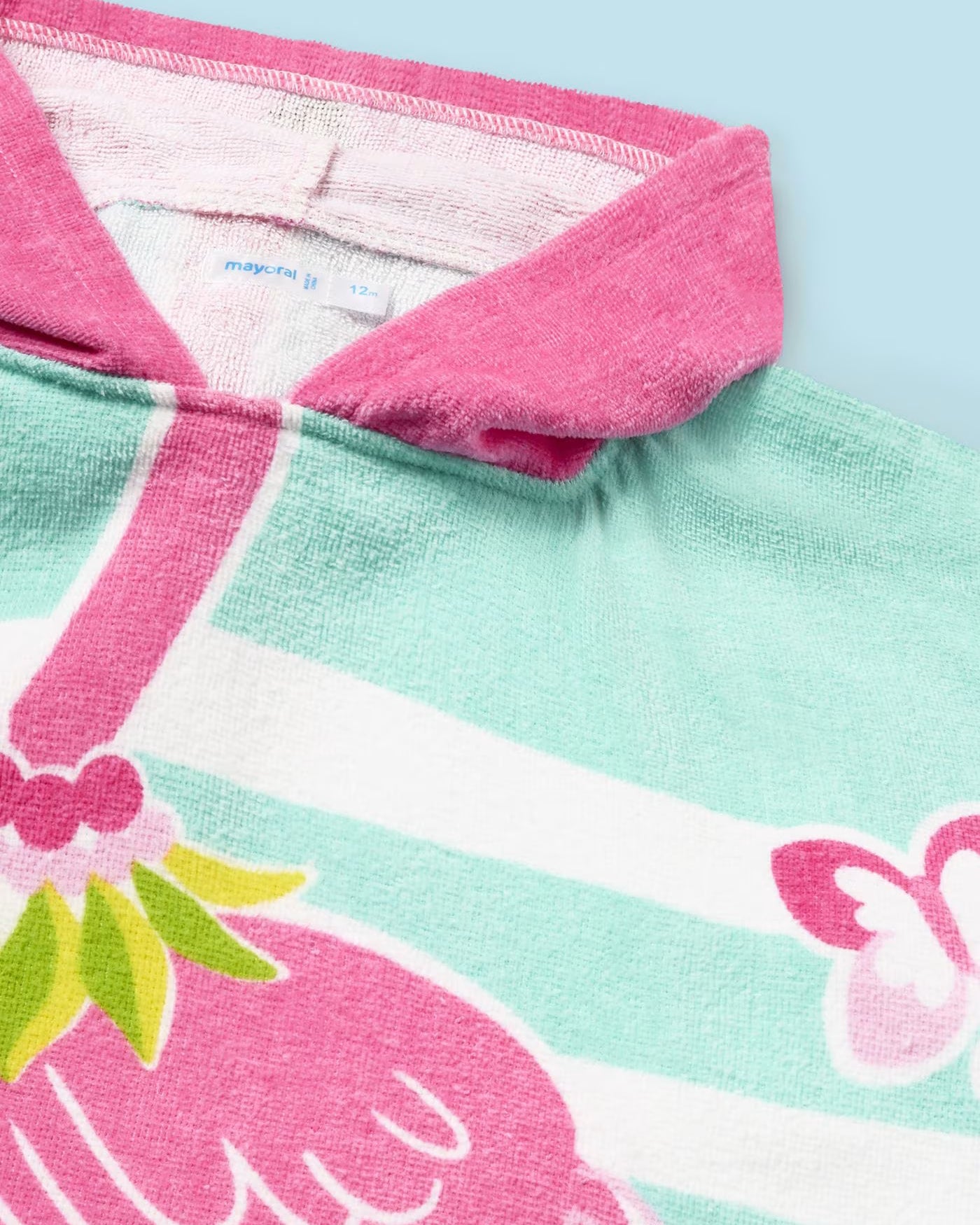 Asciugamano poncho con cappuccio 100% cotone neonata Fenicottero Acqua Mayoral Acqua