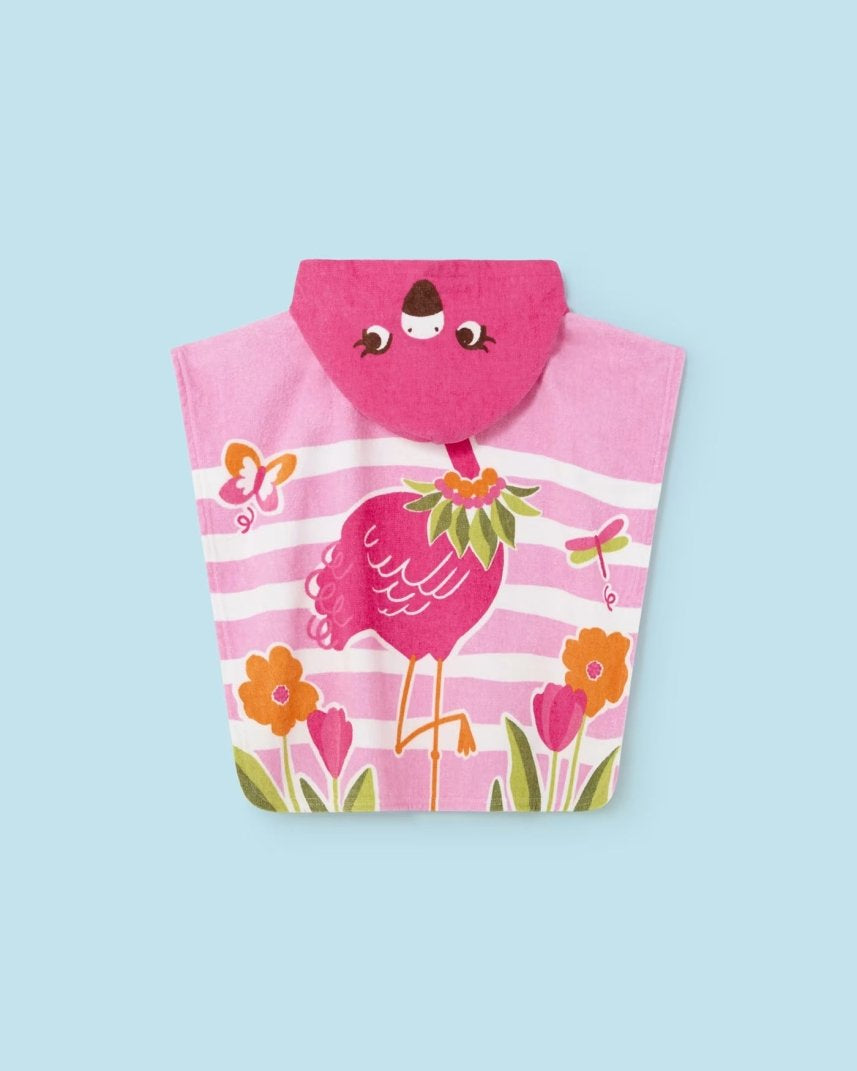 Asciugamano poncho con cappuccio 100% cotone neonata Fenicottero Fucsia Mayoral Fucsia