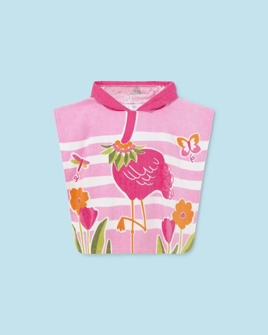 Asciugamano poncho con cappuccio 100% cotone neonata Fenicottero Fucsia Mayoral Fucsia