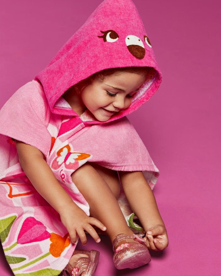 Asciugamano poncho con cappuccio 100% cotone neonata Fenicottero Fucsia Mayoral Fucsia