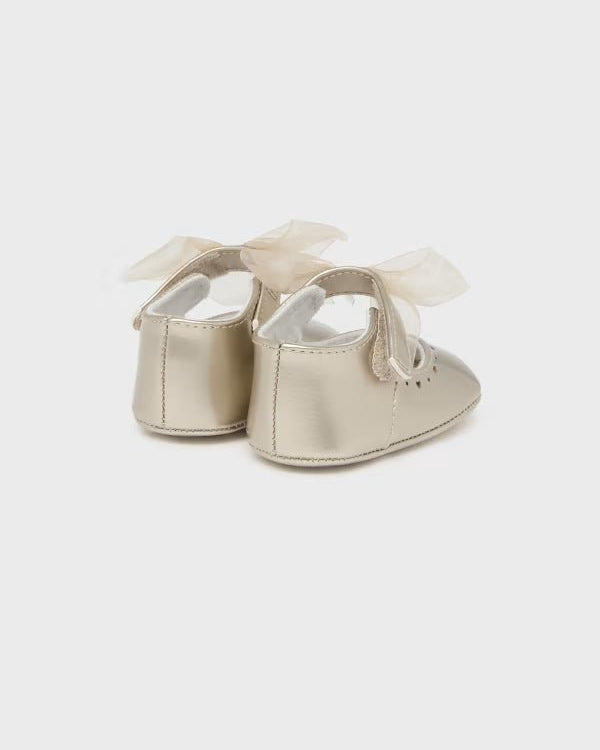 Ballerine fiocco neonata Mayoral Newborn dorate - ErreGiModaBimbo