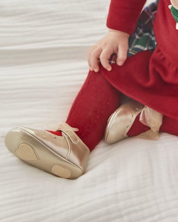 Ballerine fiocco neonata Mayoral Newborn dorate - ErreGiModaBimbo