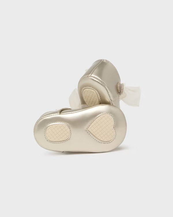 Ballerine fiocco neonata Mayoral Newborn dorate - ErreGiModaBimbo