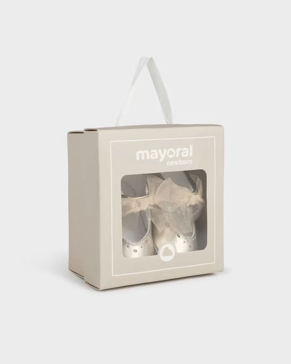 Ballerine fiocco neonata Mayoral Newborn dorate - ErreGiModaBimbo