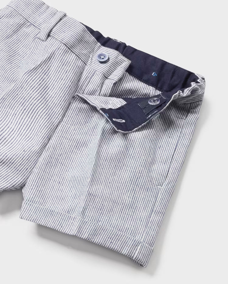 Bermuda in lino regolabile neonato Mayoral righe blu marino Mayoral Blu