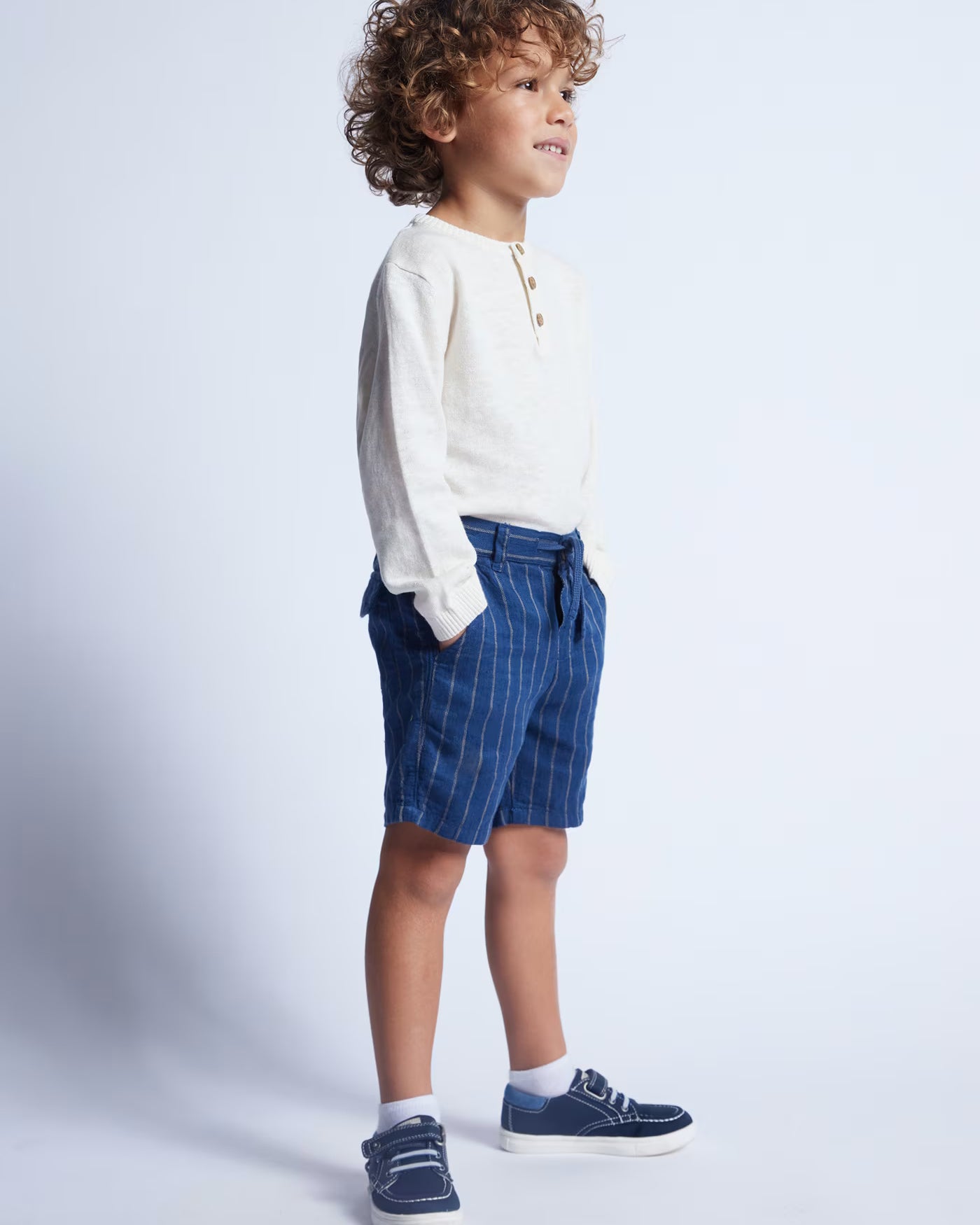 Bermuda in lino bambino Mayoral righe blu indaco Mayoral Indaco