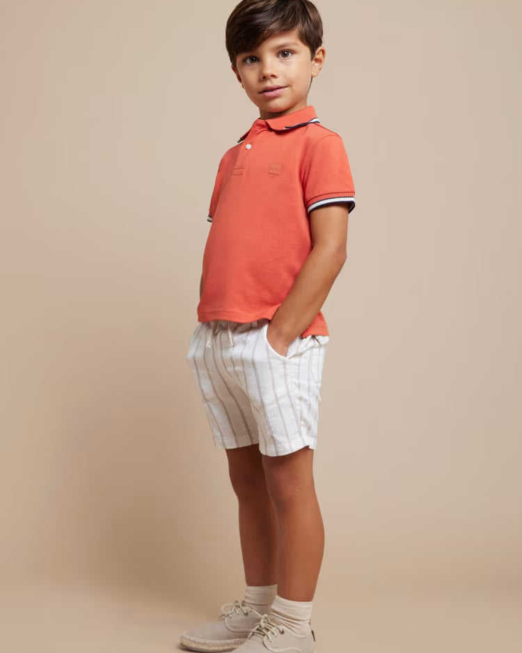 Bermuda in lino bambino Mayoral righe beige Mayoral Milk