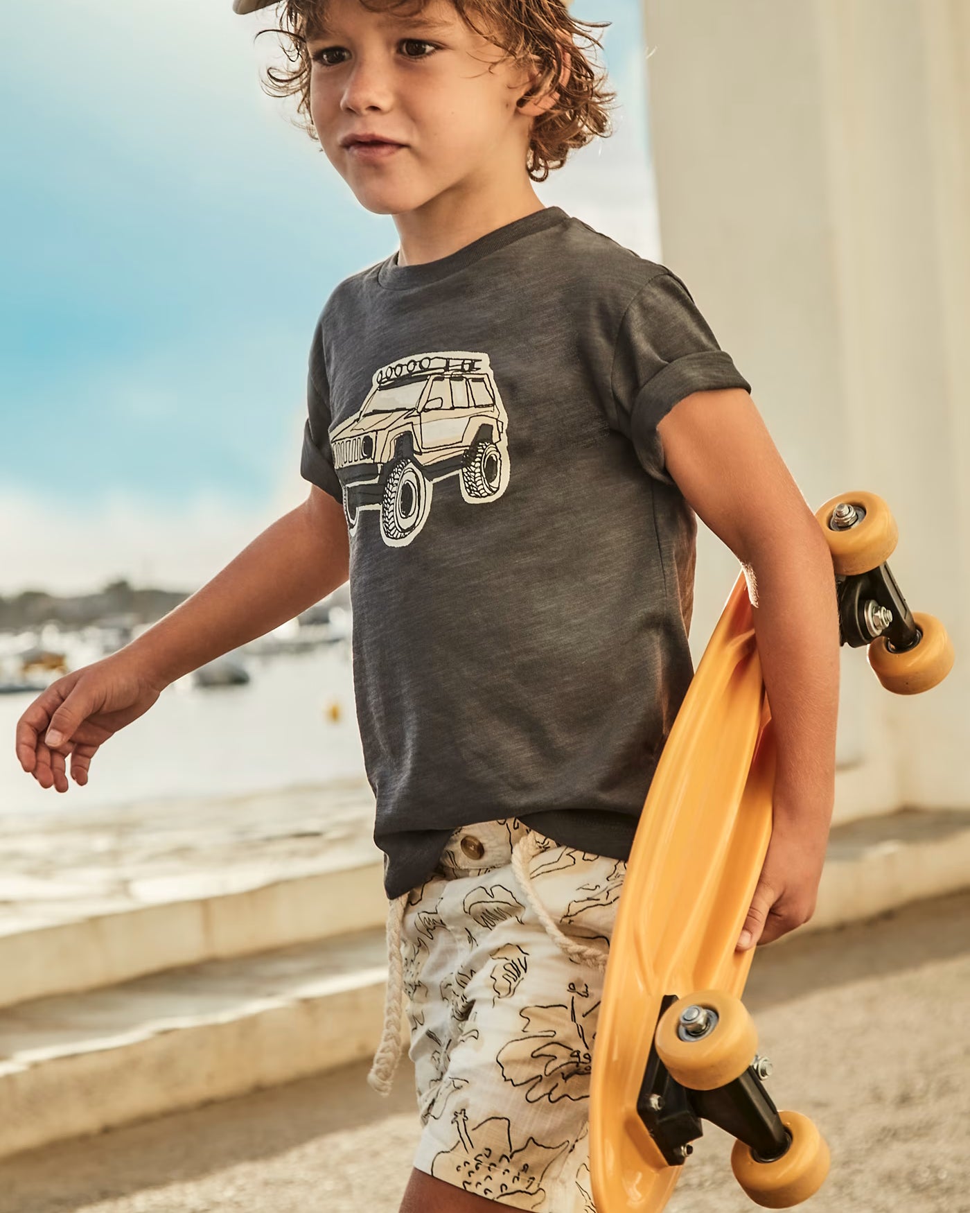 Bermuda stampato bambino Mayoral beige fantasia con cintura Mayoral Beige