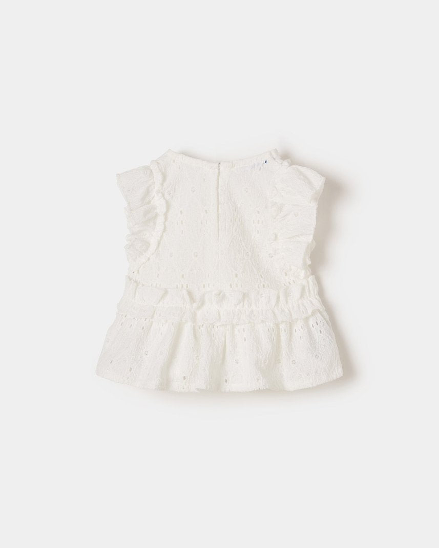 Blusa combinata neoanta Mayoral bianca ricami - ErreGiModaBimbo