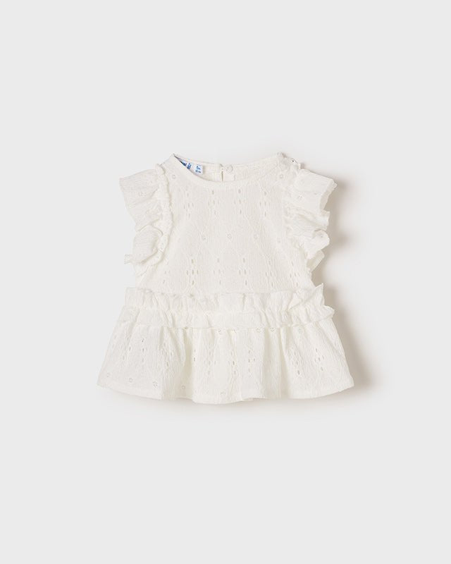 Blusa combinata neoanta Mayoral bianca ricami - ErreGiModaBimbo