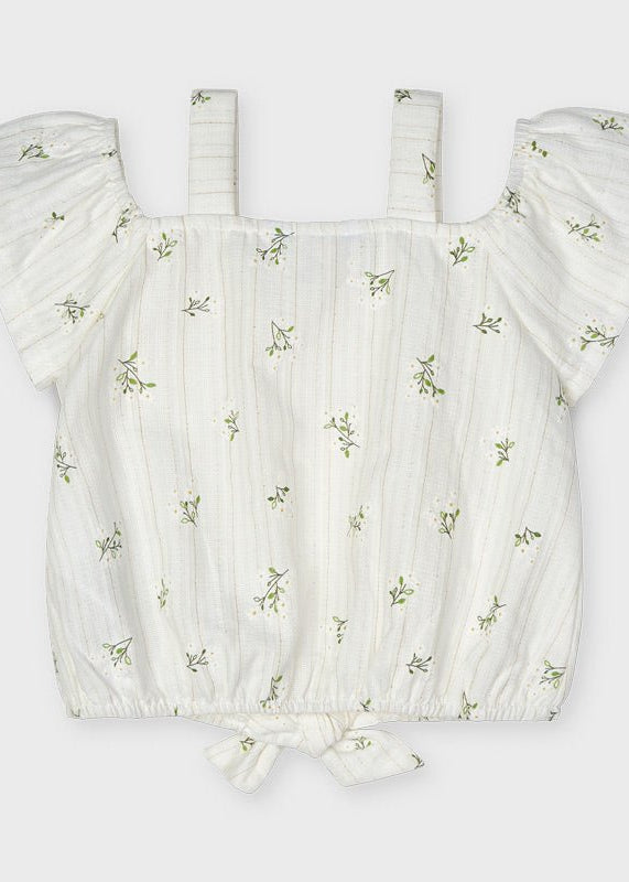 Blusa manica corta bambina Mayoral bianca stampata - ErreGiModaBimbo