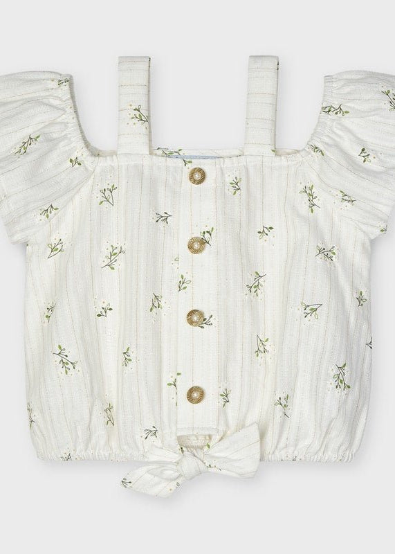 Blusa manica corta bambina Mayoral bianca stampata - ErreGiModaBimbo