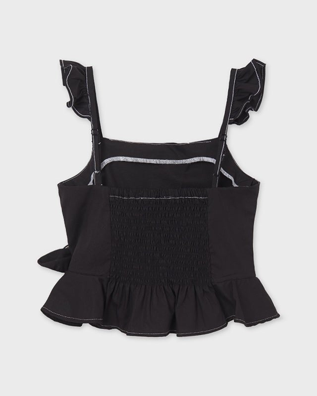 Blusa nera ragazza Mayoral manica ad aletta - ErreGiModaBimbo