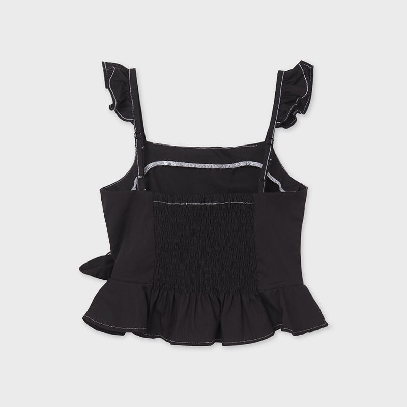 Blusa nera ragazza Mayoral manica ad aletta - ErreGiModaBimbo