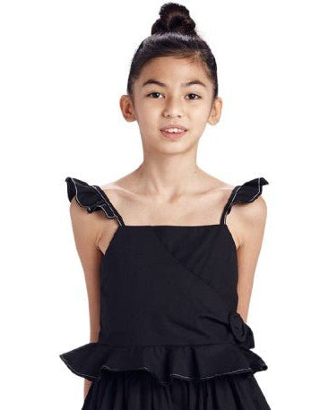 Blusa nera ragazza Mayoral manica ad aletta - ErreGiModaBimbo