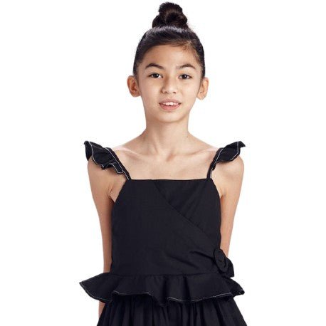 Blusa nera ragazza Mayoral manica ad aletta - ErreGiModaBimbo