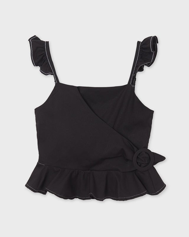 Blusa nera ragazza Mayoral manica ad aletta - ErreGiModaBimbo