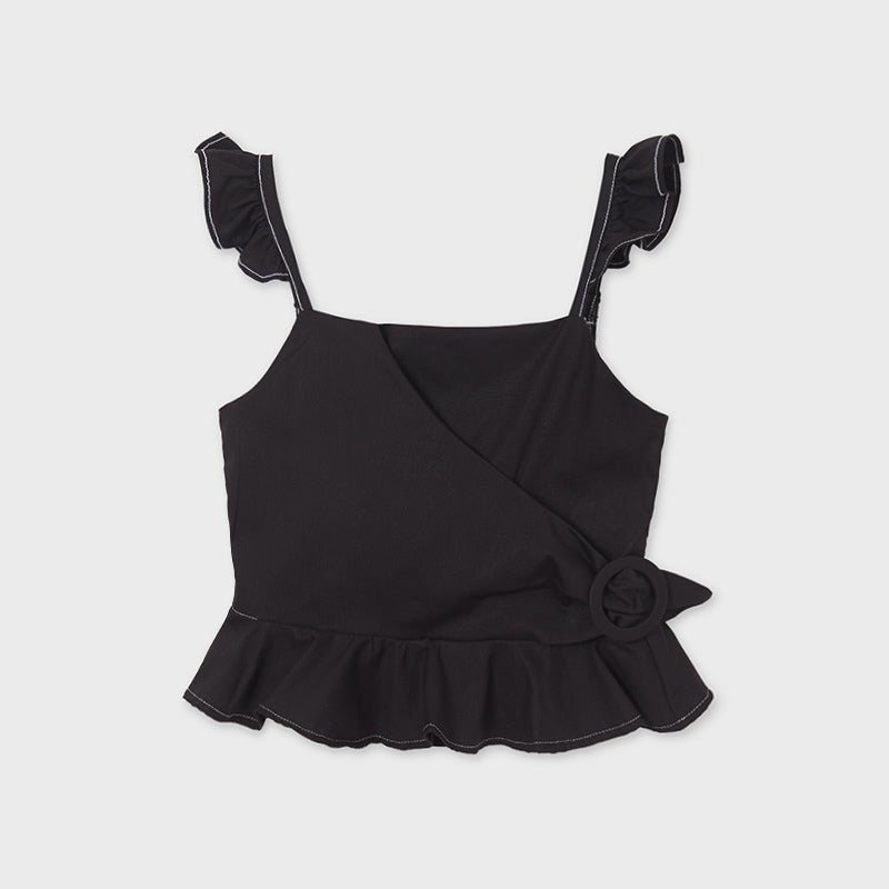 Blusa nera ragazza Mayoral manica ad aletta - ErreGiModaBimbo