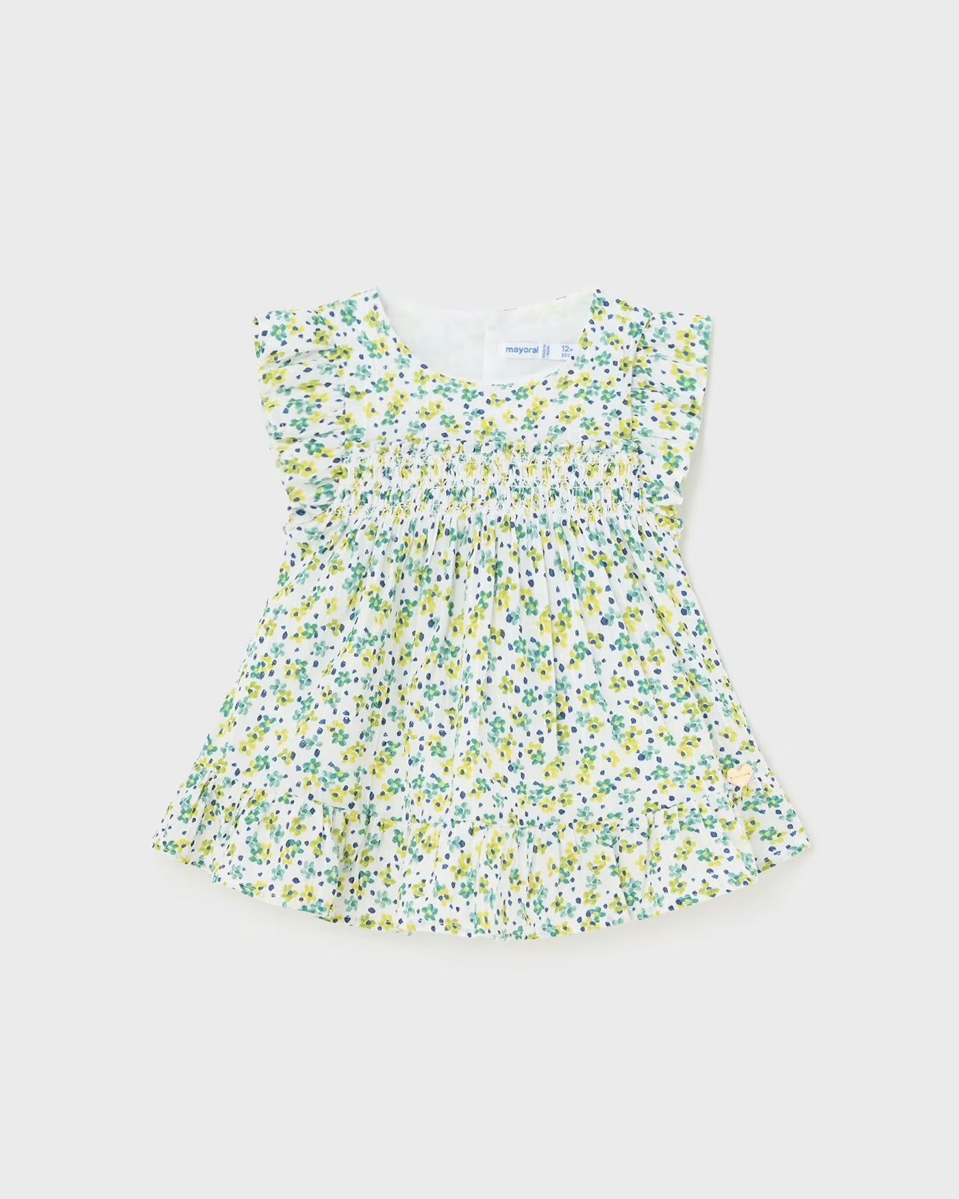 Blusa tessuto strutturata neonata Mayoral verde floreale Mayoral Verde
