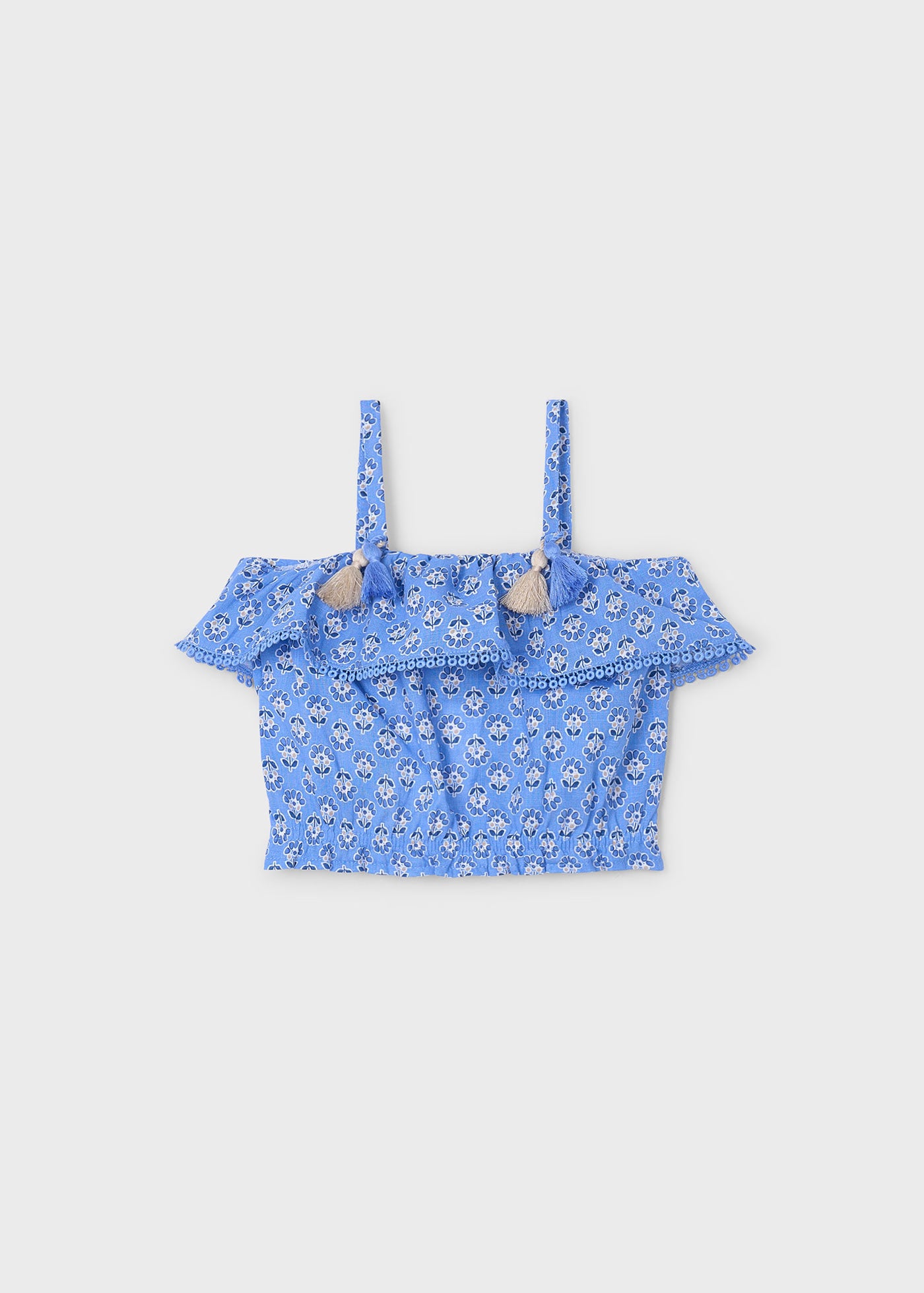 Blusa stampata volant bambina Mayoral fantasia blu indaco Mayoral Blu