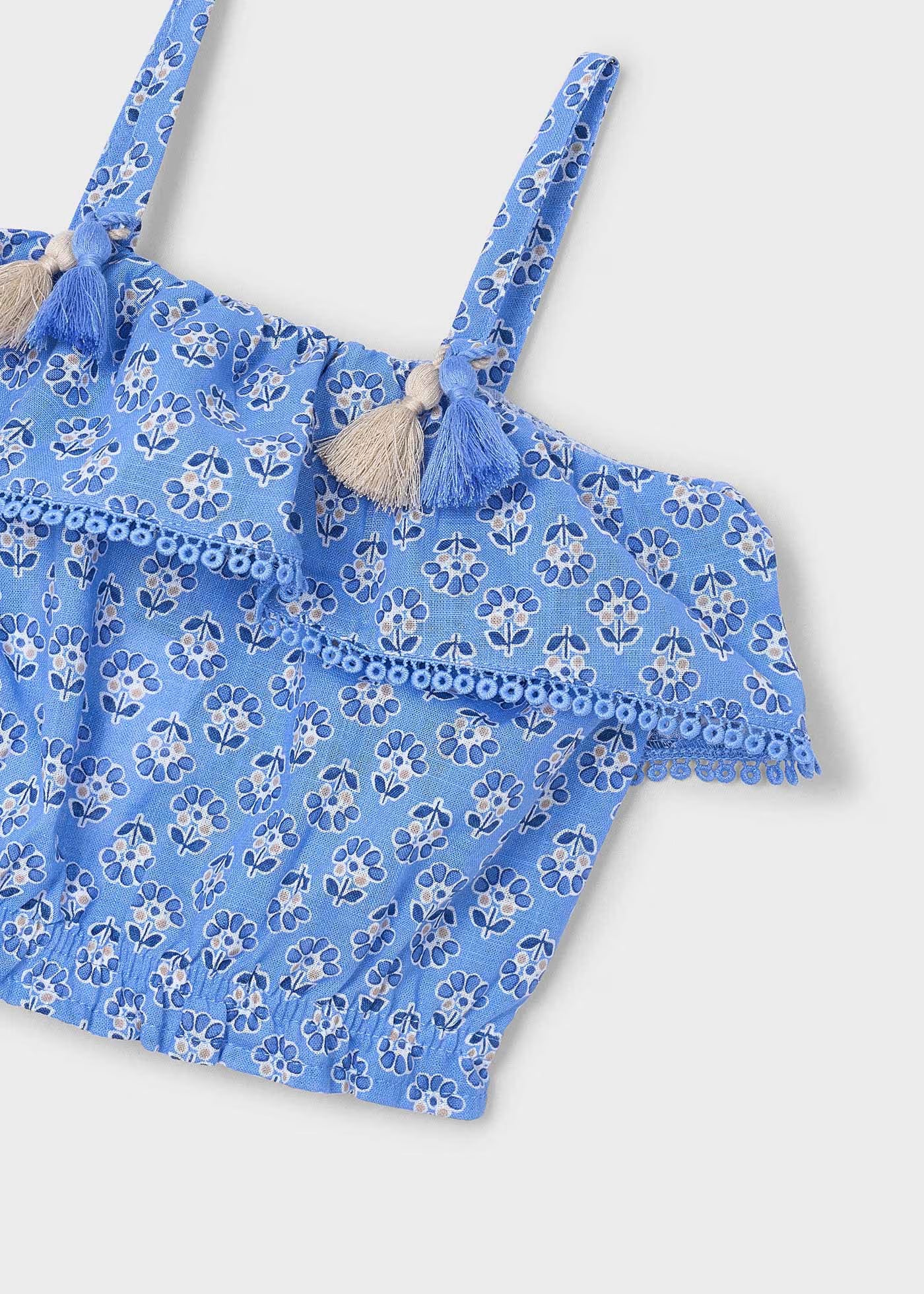 Blusa stampata volant bambina Mayoral fantasia blu indaco Mayoral Blu