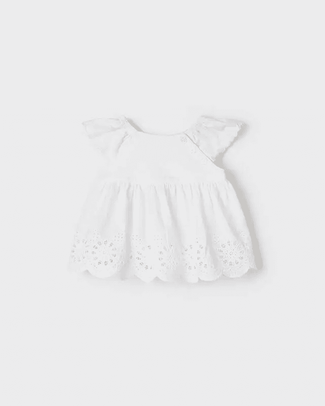 Blusa strutturata neonata Mayoral bianca traforata Mayoral 6 Mesi 68cm