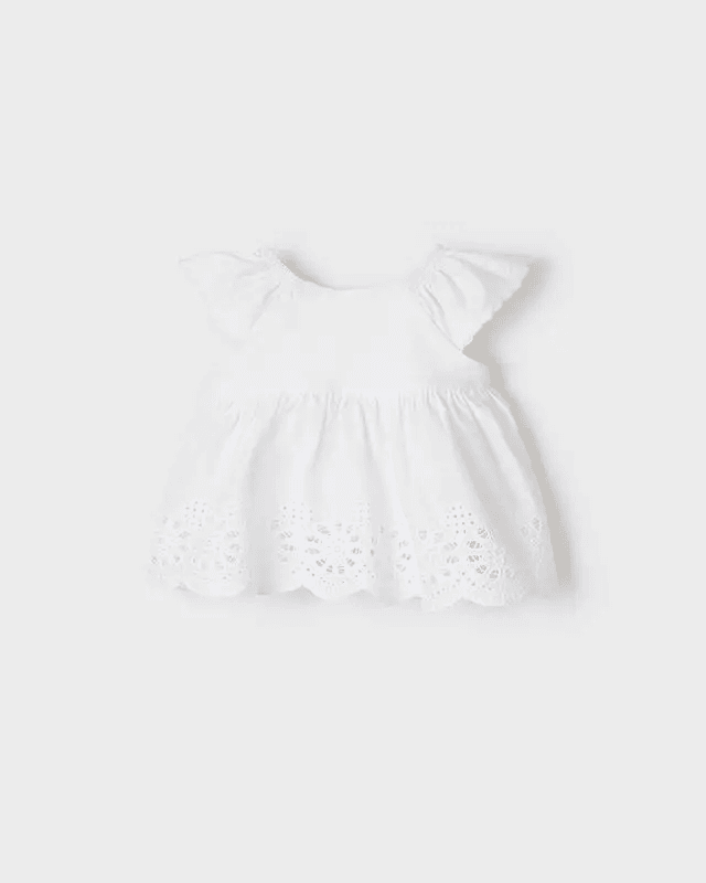 Blusa strutturata neonata Mayoral bianca traforata Mayoral 6 Mesi 68cm