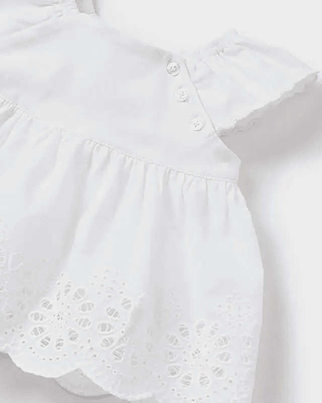 Blusa strutturata neonata Mayoral bianca traforata Mayoral 6 Mesi 68cm