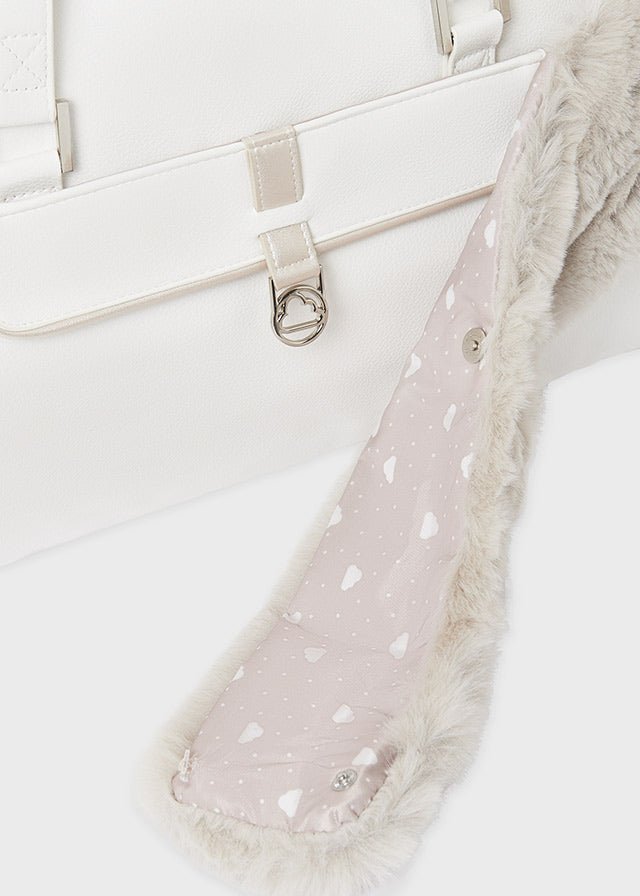 Borsa maternità Mayoral similpelle dettaglio pellicciotto bianca - ErreGiModaBimbo