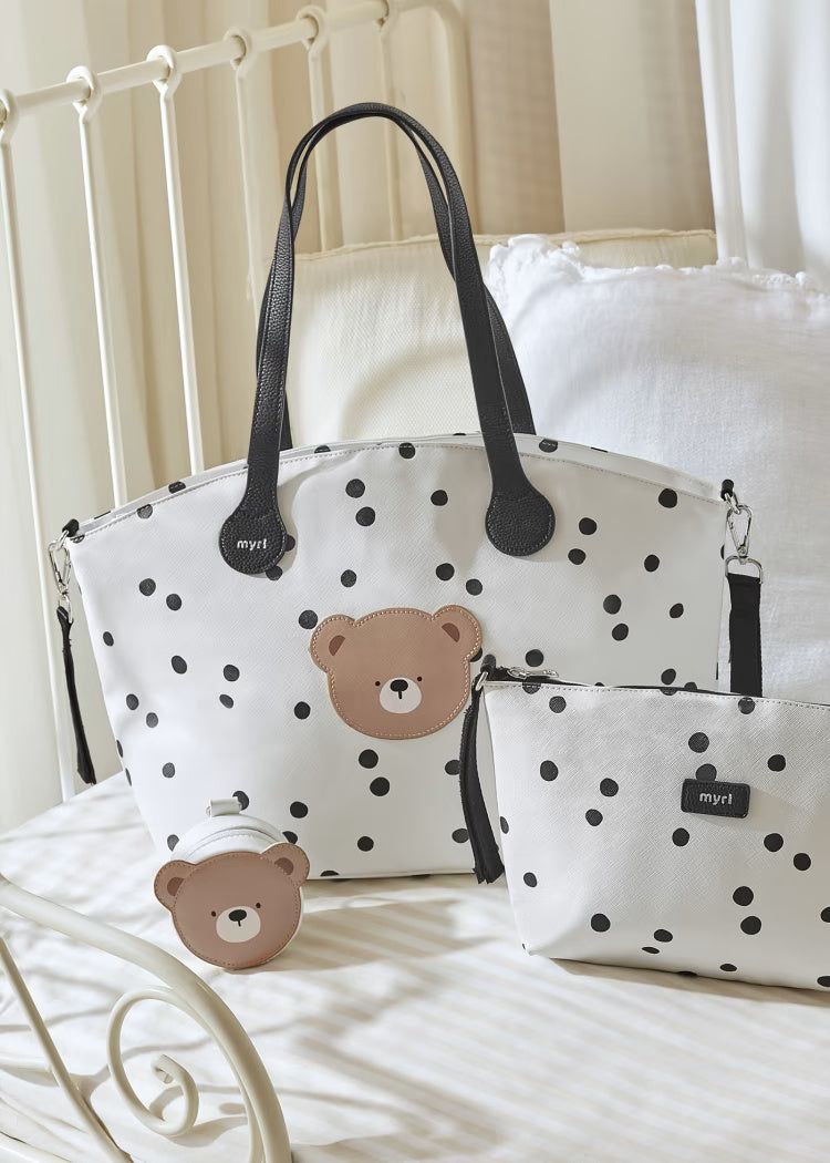 Borsa passeggino con fasciatoio Mayoral bianca fantasia pois Mayoral Default Title