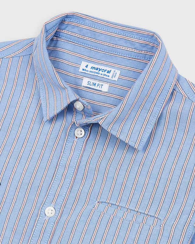 Camicia bambino Mayoral azzurra righe arancio - ErreGiModaBimbo