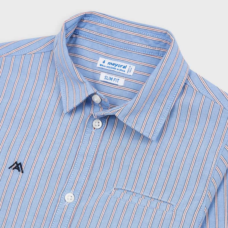 Camicia bambino Mayoral azzurra righe arancio - ErreGiModaBimbo