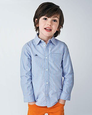 Camicia bambino Mayoral azzurra righe arancio - ErreGiModaBimbo