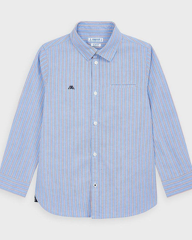 Camicia bambino Mayoral azzurra righe arancio - ErreGiModaBimbo