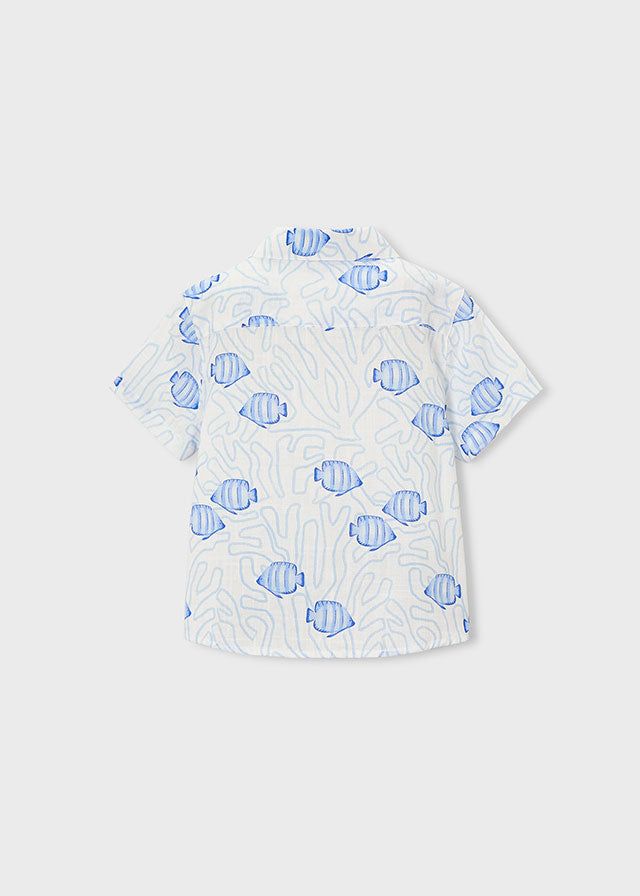 Camicia bambino Mayoral bianco e azzurro pesci Mayoral 2 Anni 92cm