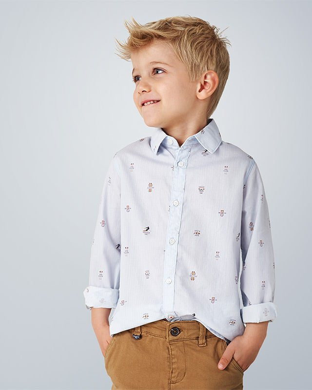 Camicia bambino Mayoral fantasia azzurra fantasie Montagna - ErreGiModaBimbo