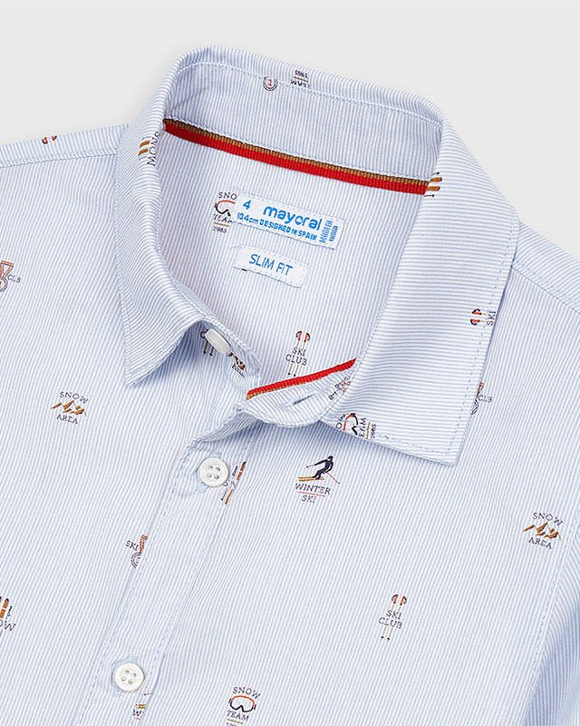 Camicia bambino Mayoral fantasia azzurra fantasie Montagna - ErreGiModaBimbo