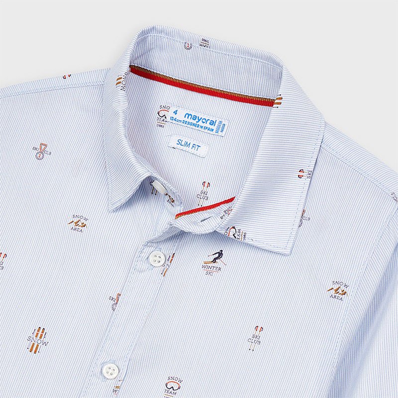 Camicia bambino Mayoral fantasia azzurra fantasie Montagna - ErreGiModaBimbo